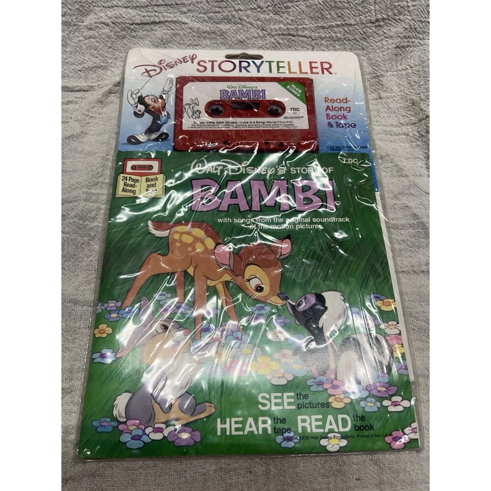 Disney Children's Storyteller Bambi Read-along Book & Tape Sealed  New Old Stock